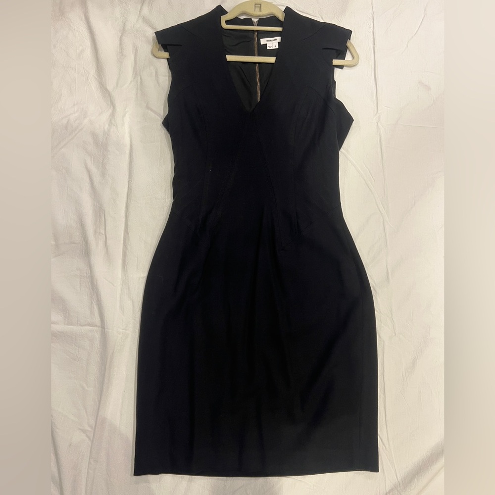 Helmut Lang Black V-Neck Midi Dress